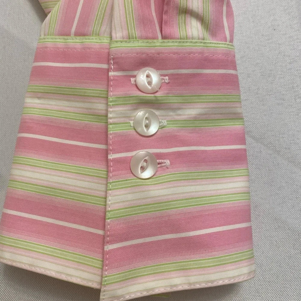 Foxcroft Non-Iron fitted stretch striped button up shirt Size 10 - Picture 7 of 15